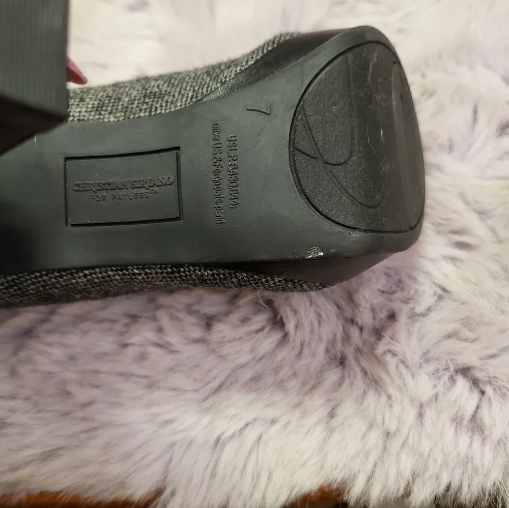 Christian Siriano Gray Black Tweed Peep Toe Heels Size 7